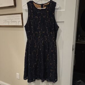 Banana Republic Navy Over Nude Lace Dress